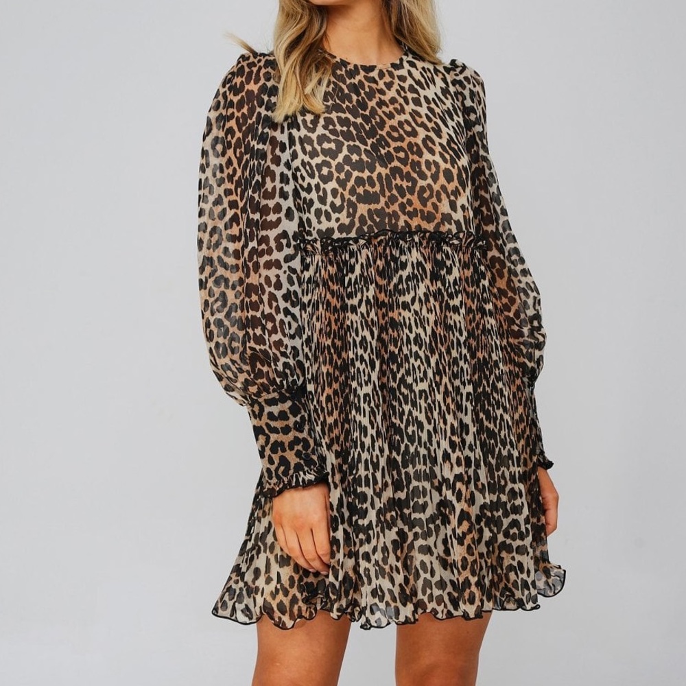 Ganni Leopard Print Mini Dress
